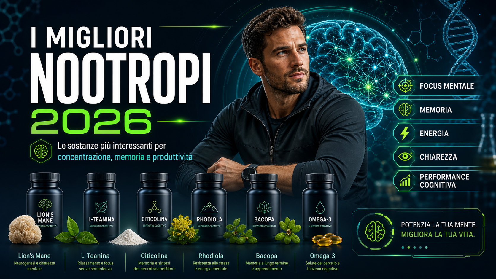 migliori nootropi 2026 focus memoria performance cognitiva